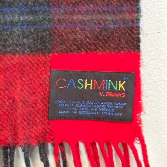 V Fraas Cashmink Plaid Tartan Neck Scarf Shawl Wrap 14X63 Fringed Cozy Winter - Picture 3 of 8